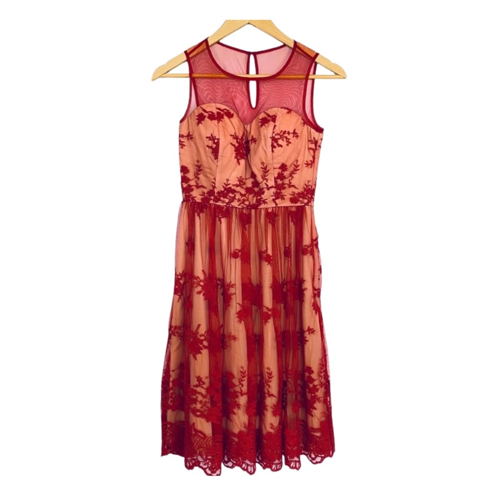 ModCloth Geode Red Lace Dress XXS